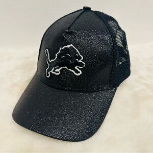 Detroit lions nfl Black Glitter Mesh trucker baseball hat Cap with Lion Logo!